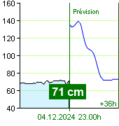 État de l'eau sur le fluviomètre de Nespeky à 20.20 4.12.2024